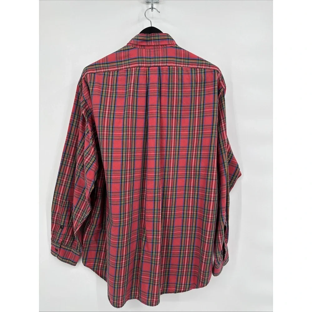 Polo Ralph Lauren VTG‎ Men's Cotton/Lyocell Work Shirt Pink Plaid Size XL
